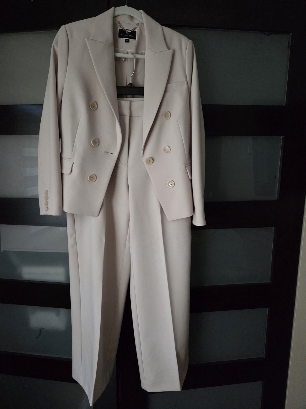 Women's Double-Breasted Cream Suit - Tailored Two-Piece Set